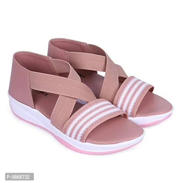 perfect step Stylish Flotter Striped Design sandals for Women's/Girls (Pink, numeric_7)  - 6