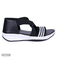 perfect step Stylish Flotter Striped Design sandals for Women's/Girls (Black, numeric_8) - 5