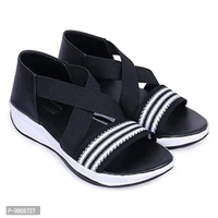 perfect step Stylish Flotter Striped Design sandals for Women's/Girls (Black, numeric_8) - 5