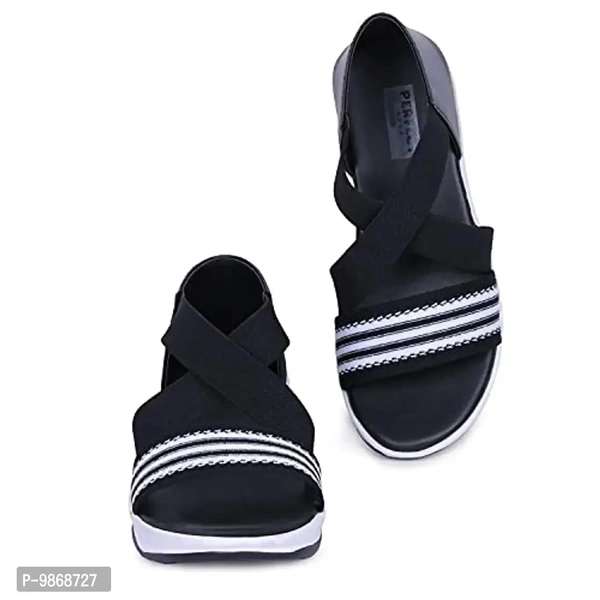 perfect step Stylish Flotter Striped Design sandals for Women's/Girls (Black, numeric_8) - 5