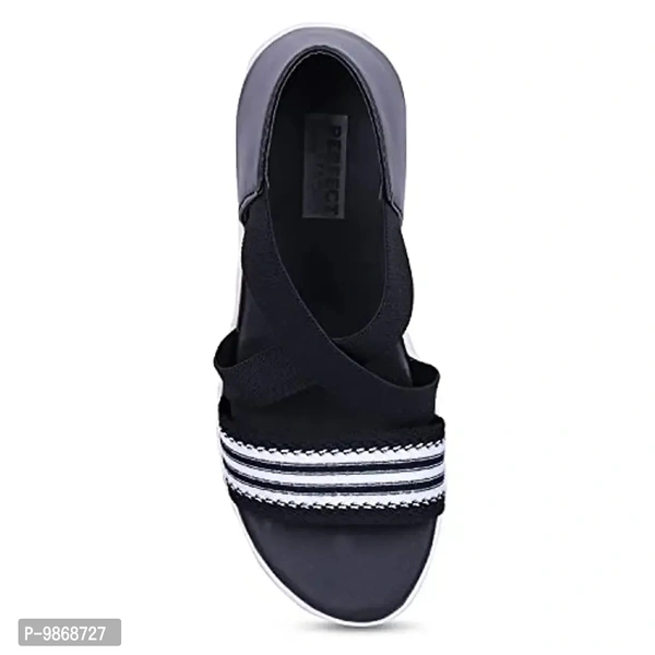 perfect step Stylish Flotter Striped Design sandals for Women's/Girls (Black, numeric_8) - 5