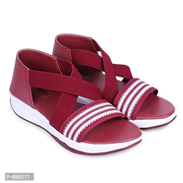 perfect step Stylish Flotter Striped Design sandals for Women's/Girls (Cherry, numeric_8) - 5