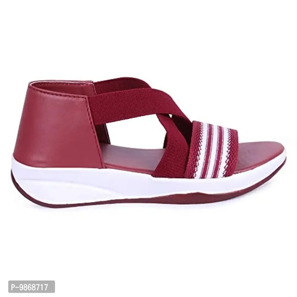 perfect step Stylish Flotter Striped Design sandals for Women's/Girls (Cherry, numeric_8) - 6