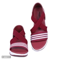 perfect step Stylish Flotter Striped Design sandals for Women's/Girls (Cherry, numeric_8) - 6