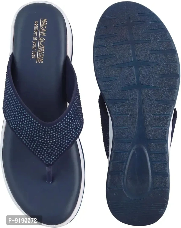 Elegant Blue Synthetic Leather Sandals For Women And Girls - 37