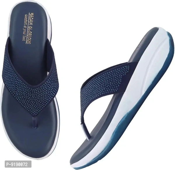 Elegant Blue Synthetic Leather Sandals For Women And Girls - 41