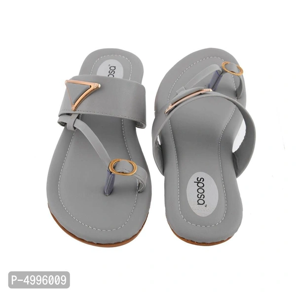 Stylish Artificial Leather Grey Fashion Flats For Women - 6