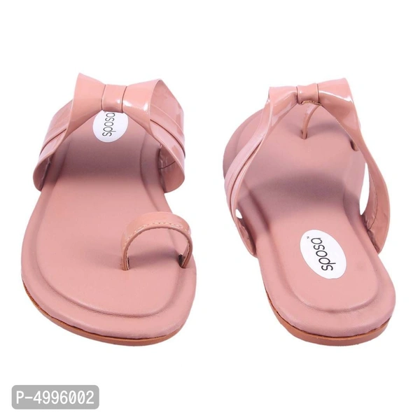 Stylish Artificial Leather Pink Fashion Flats For Women - 5