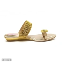 Honey Step Women's Golden Cream Flats Synthetic Leather Sandals - 7 UK - 5
