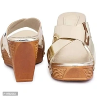 XWOMEN'S DESIGNER WEDGES SANDAL FOR WOMEN & GIRLS BT-NK-115-Gold-37 - 7