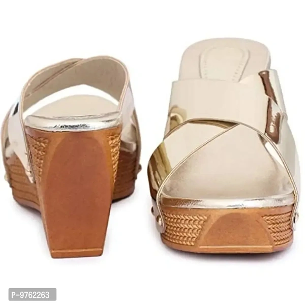 XWOMEN'S DESIGNER WEDGES SANDAL FOR WOMEN & GIRLS BT-NK-115-Gold-37 - 8