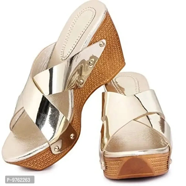 XWOMEN'S DESIGNER WEDGES SANDAL FOR WOMEN & GIRLS BT-NK-115-Gold-37 - 8