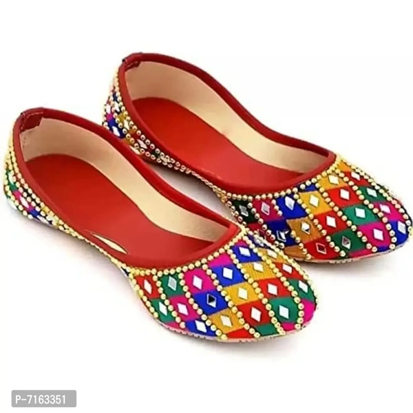Divyanshu Womens Multi Mirrior Jutt 1.18 Womens Jutti (Red, Numeric_6) - 6