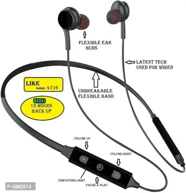 Wireless Neckband Bluetooth Headset - 10 Hours Playback