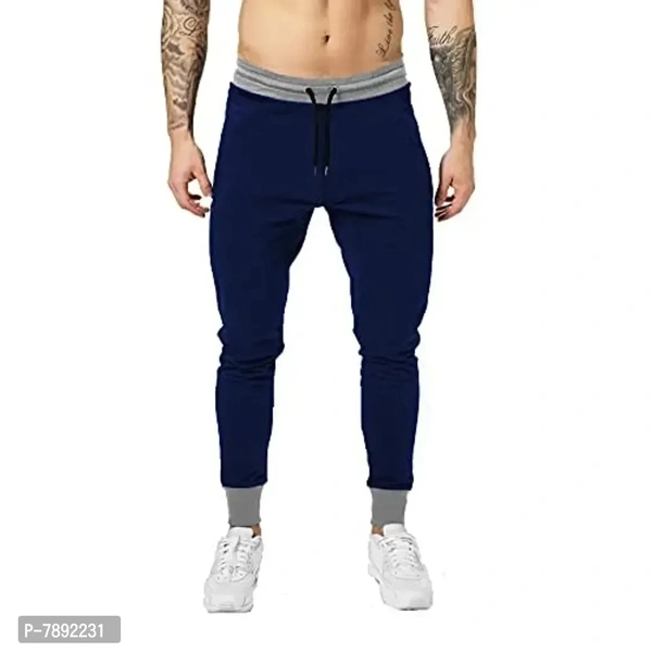 THE ARCHER Men's Slim Fit Cotton Trackpant - Navy Blue, XL