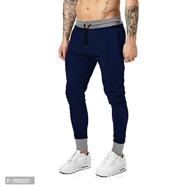 THE ARCHER Men's Slim Fit Cotton Trackpant - Navy Blue, XL