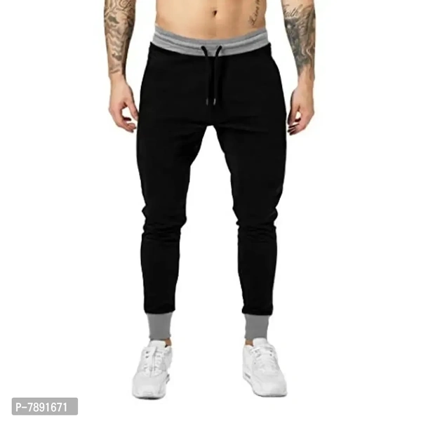 THE ARCHER Men's Regular Fit Joggers (JOGBLACK1_Black_Small) - S