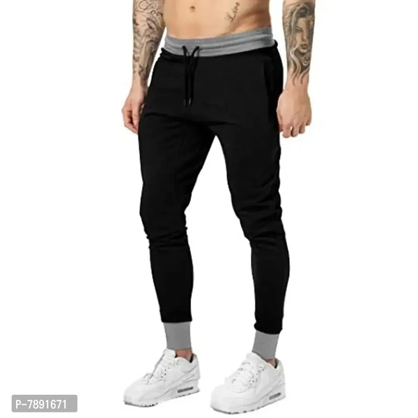 THE ARCHER Men's Regular Fit Joggers (JOGBLACK1_Black_Small) - S
