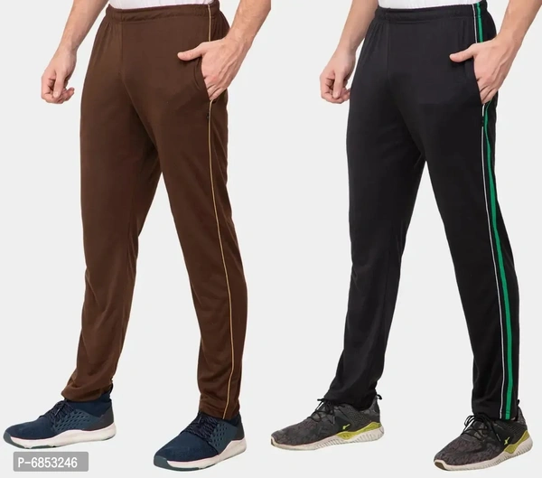 Stylish Trendy Polyester Blend Solid Trackpants For Men Pack Of 2 - 2XL