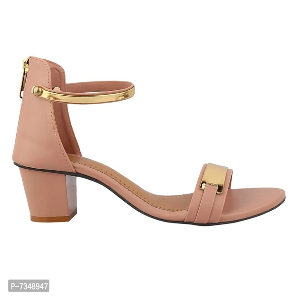 Stylish Peach Synthetic Solid Heels For Women - 36