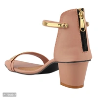 Stylish Peach Synthetic Solid Heels For Women - 37