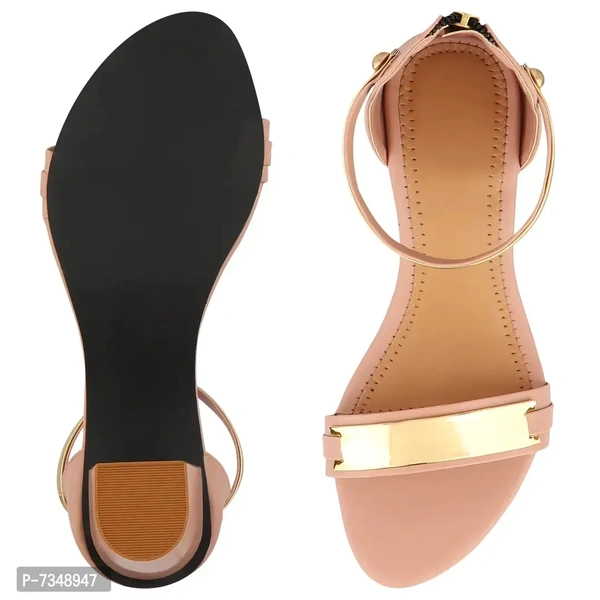 Stylish Peach Synthetic Solid Heels For Women - 38