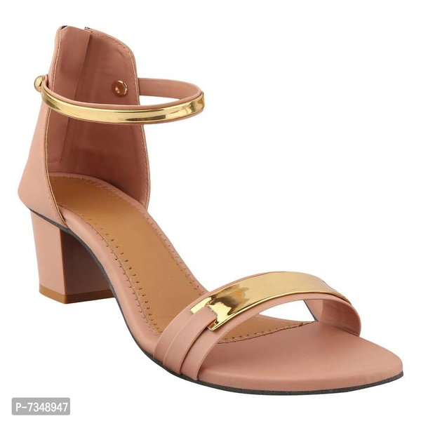 Stylish Peach Synthetic Solid Heels For Women - 39
