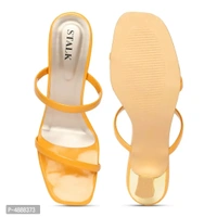Women's Stylish Orange Synthetic Leather Solid Heels - 38