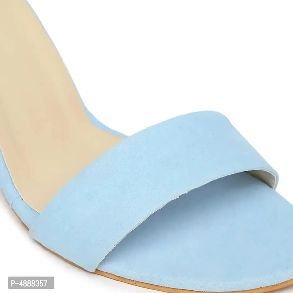 Stylish Synthetic Leather Turquoise Solid Block Heel Sandal For Women - 37
