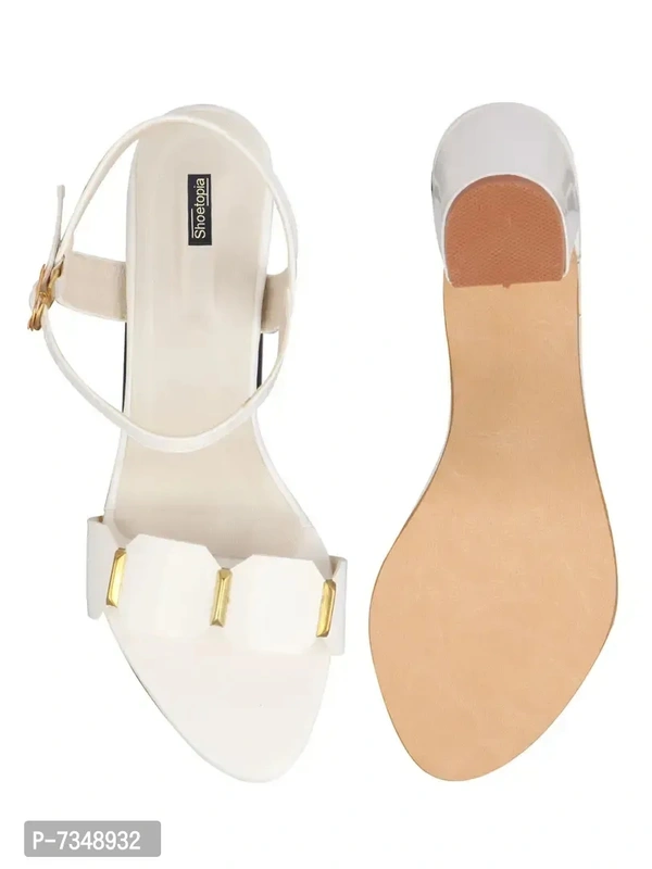Stylish White Synthetic Solid Heels For Women - 37