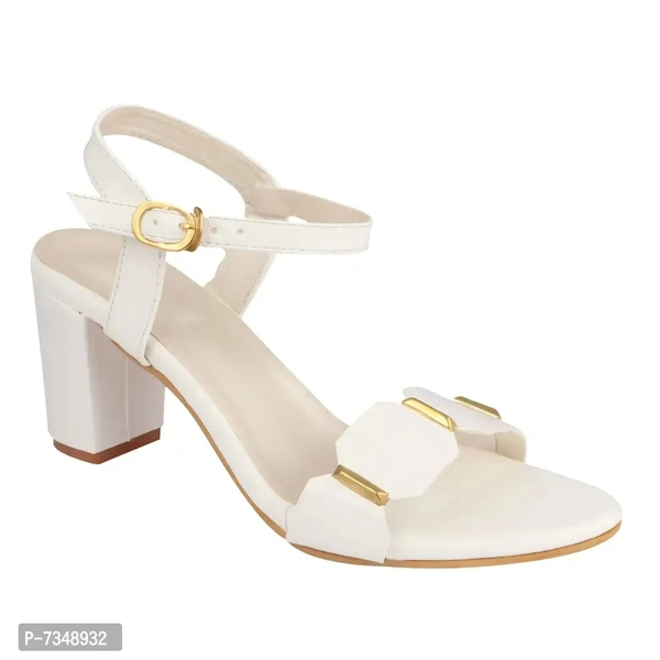 Stylish White Synthetic Solid Heels For Women - 38
