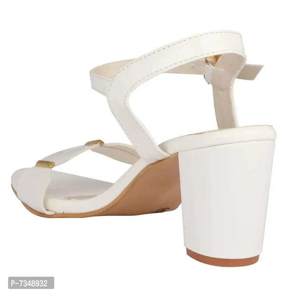 Stylish White Synthetic Solid Heels For Women - 38