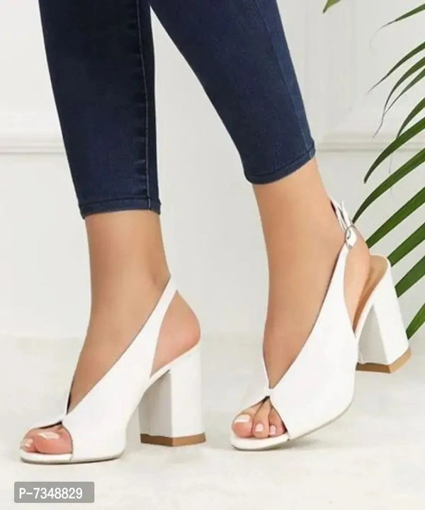 Stylish White Synthetic Solid Heels For Women - 37