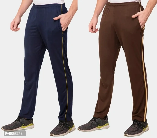 Stylish Trendy Polyester Blend Solid Trackpants For Men Pack Of 2 - M
