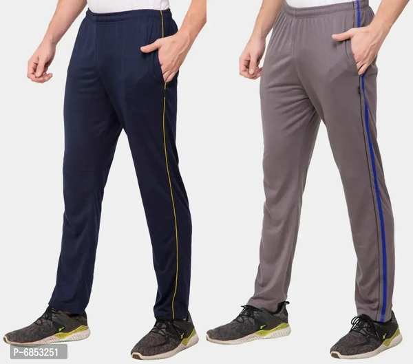 Stylish Trendy Polyester Blend Solid Trackpants For Men Pack Of 2 - L