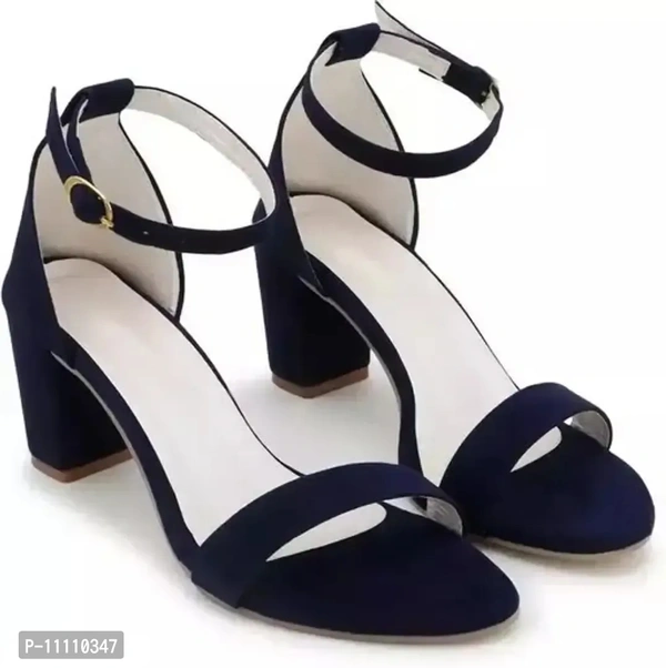 Stylish Black Synthetic Solid Medium Heels For Women - 3