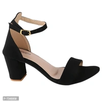 Stylish Black Synthetic Solid Heels For Women - 36