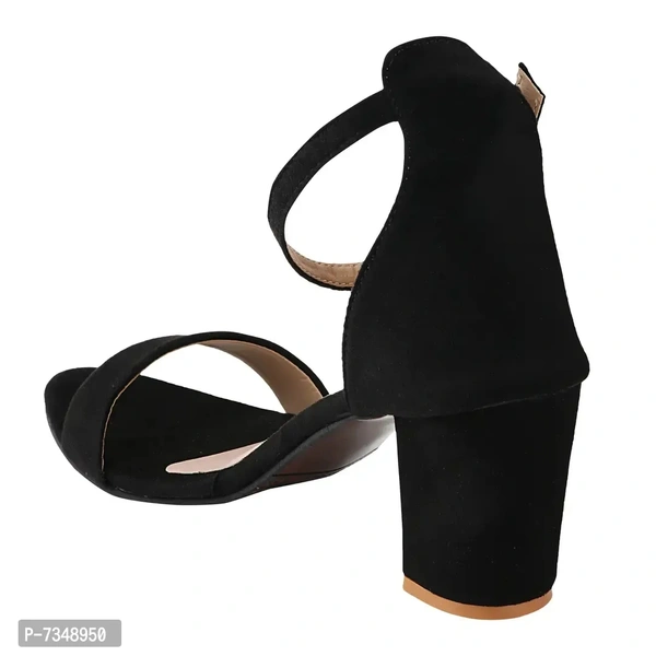 Stylish Black Synthetic Solid Heels For Women - 37