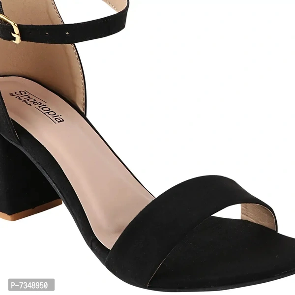 Stylish Black Synthetic Solid Heels For Women - 40