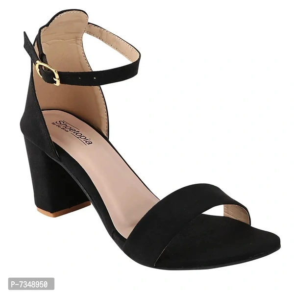 Stylish Black Synthetic Solid Heels For Women - 41
