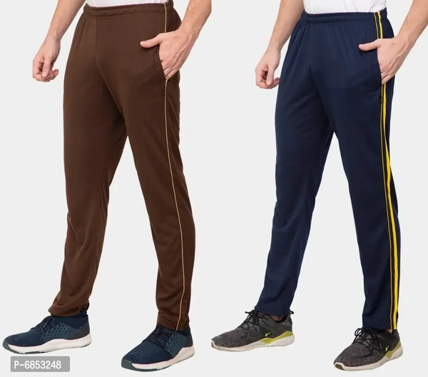 Stylish Trendy Polyester Blend Solid Trackpants For Men Pack Of 2 - M