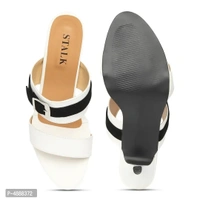 Stylish Synthetic Leather White Solid Pencil Heel Sandal For Women - 36