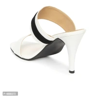 Stylish Synthetic Leather White Solid Pencil Heel Sandal For Women - 38