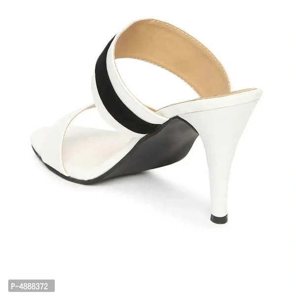 Stylish Synthetic Leather White Solid Pencil Heel Sandal For Women - 39