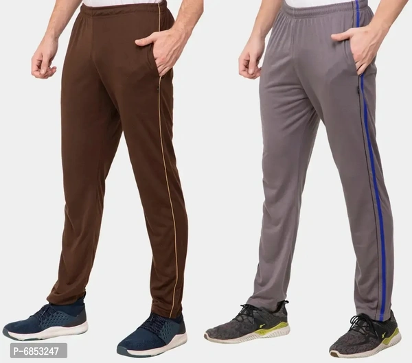 Stylish Trendy Polyester Blend Solid Trackpants For Men Pack Of 2 - 2XL