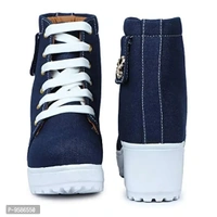 HimQuen Fashion Casual Outdoor High Heel Ankle Boot for Women's & Girl's Size 40 - Navy Blue - 6