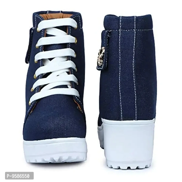 HimQuen Fashion Casual Outdoor High Heel Ankle Boot for Women's & Girl's Size 40 - Navy Blue - 6