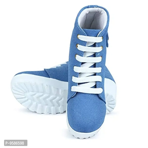 HimQuen Women's Fashion Casual Outdoor High Heel Ankle Boot Sky Blue - 6