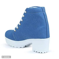 HimQuen Women's Fashion Casual Outdoor High Heel Ankle Boot Sky Blue - 6