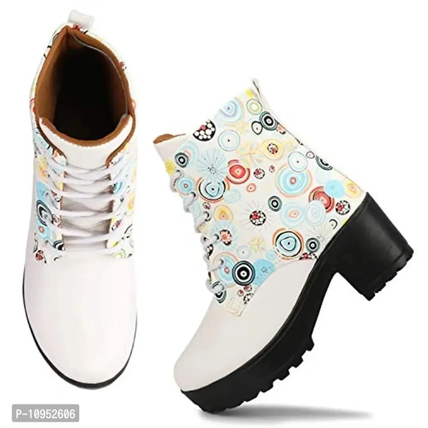 Rodricks Latest Collection, Comfortable & Stylish Synthetic Leather Ankle Length Long Boots for Women's and Girl's White - 40